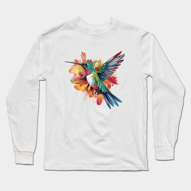 Watercolor Hummingbird Long Sleeve T-Shirt by zooleisurelife